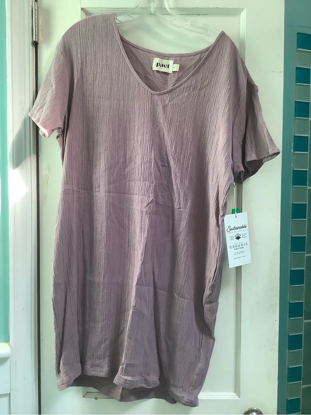 Pact Women's Short Sleeve V-Neck Tunic - Mauve